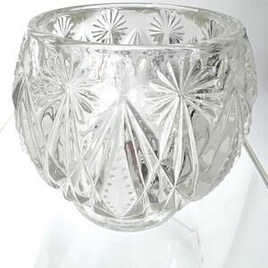 Vintage AVON Cut Glass Crystal Small Candle Holder Thick and Heavy Globe Shape